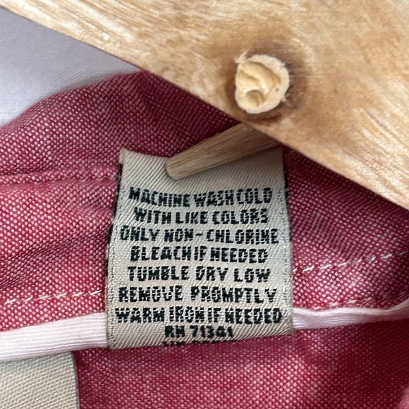 LL Bean Womens‎ 2X Sun Washed Red Cotton Long Sleeve Button Up Shirt Relaxed Fit - Picture 5 of 12